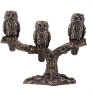 3 Owl birds candle holder