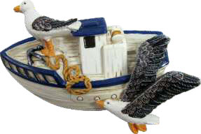 Boat and sea gull (magnet)