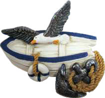 Sea gull and boat (magnet)