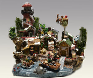 Christmas village with lighthouse