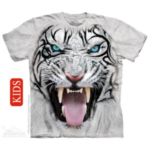 Big Face Tribal White Tiger Kids T-Shirt