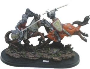 Knights on horses fighting